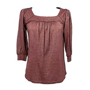 Michael Stars Metallic Shimmer Square Neck Top Red Gold One Size Sparkly
